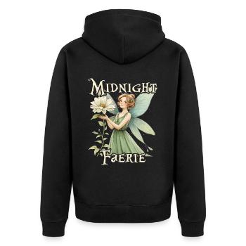 Fairycore Fee Gotisch Midnight Faerie - Unisex Premium Bio Zip Hoodie - Schwarz - Hinten - Nico (187cm)