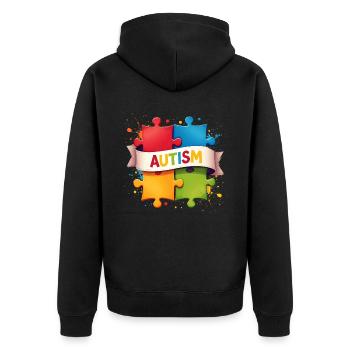 Casse-tête de l’autisme - Veste à capuche bio Premium Unisexe - noir - Dos - Nico (187cm)