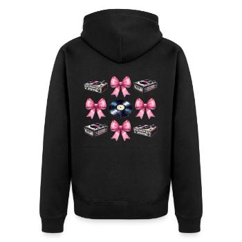 Coquette Bow Vinyl-Schallplattenspieler - Unisex Premium Bio Zip Hoodie - Schwarz - Hinten - Nico (187cm)