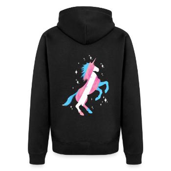 Transgender Trans LGBT Pride - Unisex Premium Bio Zip Hoodie - Schwarz - Hinten - Nico (187cm)