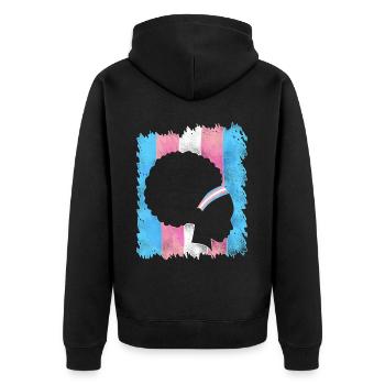 Transgender Trans LGBT Pride - Unisex Premium Bio Zip Hoodie - Schwarz - Hinten - Nico (187cm)