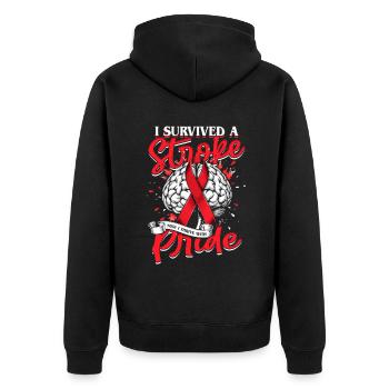Stroke Recovery I Survived A Stroke - Unisex Premium Organic Zip Hoodie - black - Back - Nico (187cm)
