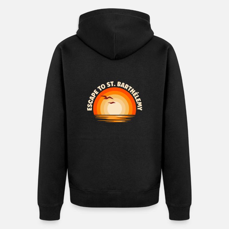 Je fuis à Saint-Barthélemy - Veste à capuche bio Premium Unisexe - noir