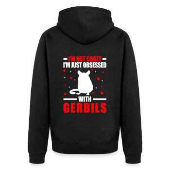Gerbil is not crazy rodent gerbil - Unisex Premium Organic Zip Hoodie - black - Back - Nico (187cm)