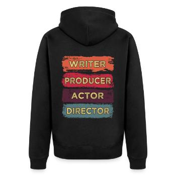 Scahuspieler, Autor, Produzent, Regisseur, - Unisex Premium Bio Zip Hoodie - Schwarz - Hinten - Nico (187cm)