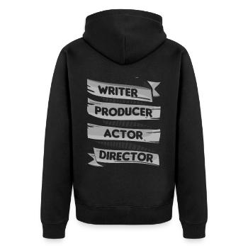 Scahuspieler, Autor, Produzent, Regisseur, - Unisex Premium Bio Zip Hoodie - Schwarz - Hinten - Nico (187cm)