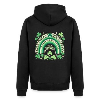 St. Patrick's Day Rainbow Shamrock Luck - Unisex Premium Organic Zip Hoodie - black - Back - Nico (187cm)