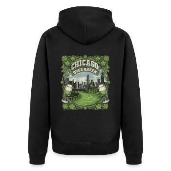 Chicago Goes Green - Unisex Premium Organic Zip Hoodie - black - Back - Nico (187cm)