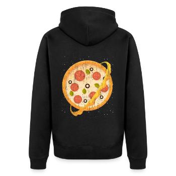 Funny space planet lovers, pizza chef - Unisex Premium Organic Zip Hoodie - black - Back - Nico (187cm)