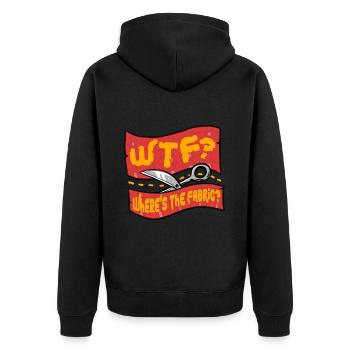 Polsterer Polsterin Polsterei Where's The Fabric? - Unisex Premium Bio Zip Hoodie - Schwarz - Hinten - Nico (187cm)