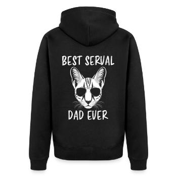 Savannah Katze Spruch Witz Savannah Katze Geschenk - Unisex Premium Bio Zip Hoodie - Schwarz - Hinten - Nico (187cm)