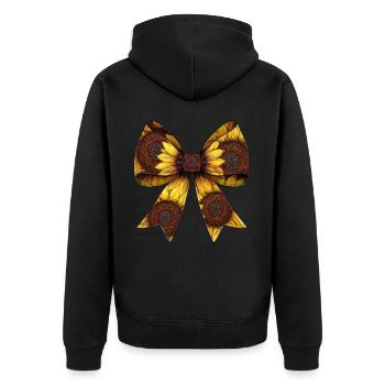 Coquette Schleife Sonnenblume Muster Pflanze Mama - Unisex Premium Bio Zip Hoodie - Schwarz - Hinten - Nico (187cm)