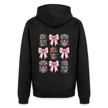 Nœud Coquet Tiki Luau Masque Tiki Hawaïen - Veste à capuche bio Premium Unisexe - noir - Dos - Nico (187cm)