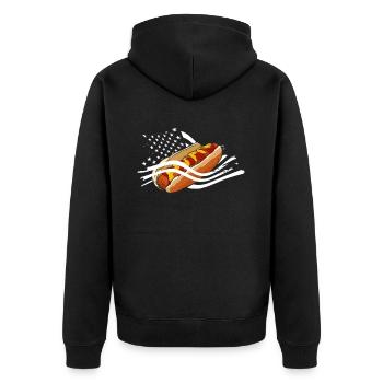Hot Dog Lover American Flag - Unisex Premium Organic Zip Hoodie - black - Back - Nico (187cm)