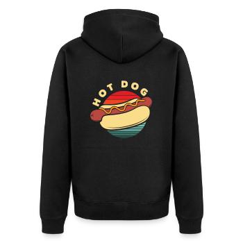 Amateur de hot-dogs Rétro Coucher de soleil - Veste à capuche bio Premium Unisexe - noir - Dos - Nico (187cm)