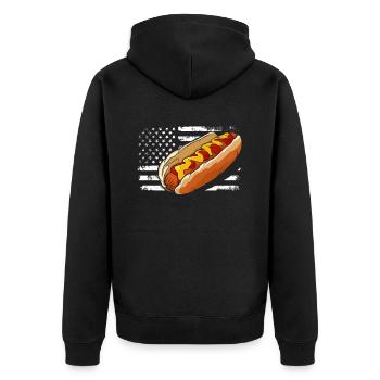Hot Dog Lover American Flair - Unisex Premium Organic Zip Hoodie - black - Back - Nico (187cm)