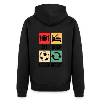 Manger dormir Soccer répéter le dicton de football - Veste à capuche bio Premium Unisexe - noir - Dos - Nico (187cm)