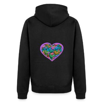 Herz Herzen bunt Valentinstag Muttertag - Unisex Premium Bio Zip Hoodie - Schwarz - Hinten - Nico (187cm)
