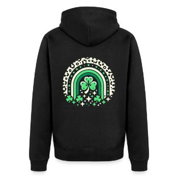St. Patrick's Day Shamrock Rainbow Luck - Unisex Premium Organic Zip Hoodie - black - Back - Nico (187cm)