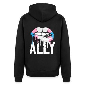 Transgender Trans LGBT Pride - Unisex Premium Bio Zip Hoodie - Schwarz - Hinten - Nico (187cm)