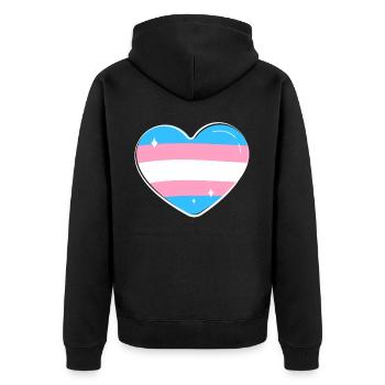 Transgender Trans LGBT Pride - Unisex Premium Bio Zip Hoodie - Schwarz - Hinten - Nico (187cm)