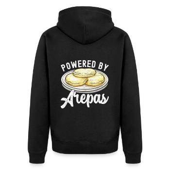 Venezolanische Arepas - Unisex Premium Bio Zip Hoodie - Schwarz - Hinten - Nico (187cm)