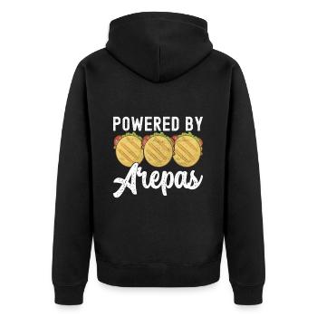Venezolanische Arepas - Unisex Premium Bio Zip Hoodie - Schwarz - Hinten - Nico (187cm)