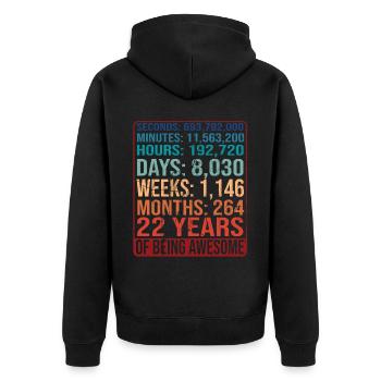 22 Jahre alt! Geburtstagsgeschenk 22. Geburtstag - Unisex Premium Bio Zip Hoodie - Schwarz - Hinten - Nico (187cm)