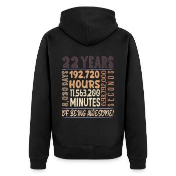 22 Jahre alt! Geburtstagsgeschenk 22. Geburtstag - Unisex Premium Bio Zip Hoodie - Schwarz - Hinten - Nico (187cm)