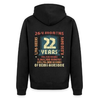 22 Jahre alt! Geburtstagsgeschenk 22. Geburtstag - Unisex Premium Bio Zip Hoodie - Schwarz - Hinten - Nico (187cm)