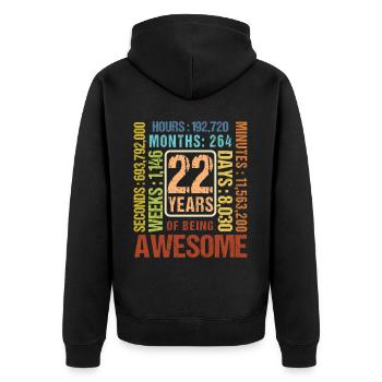 22 Jahre alt! Geburtstagsgeschenk 22. Geburtstag - Unisex Premium Bio Zip Hoodie - Schwarz - Hinten - Nico (187cm)