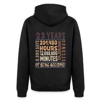 23 Jahre alt! Geburtstagsgeschenk 23. Geburtstag - Unisex Premium Bio Zip Hoodie - Schwarz - Hinten - Nico (187cm)