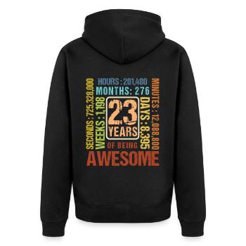 23 Jahre alt! Geburtstagsgeschenk 23. Geburtstag - Unisex Premium Bio Zip Hoodie - Schwarz - Hinten - Nico (187cm)
