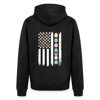 Ostern Eier Hasen Amerikanische Flagge - Unisex Premium Bio Zip Hoodie - Schwarz - Hinten - Nico (187cm)