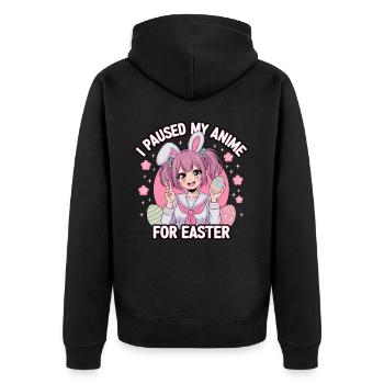J’ai mis mon anime en pause pour Pâques - Veste à capuche bio Premium Unisexe - noir - Dos - Nico (187cm)