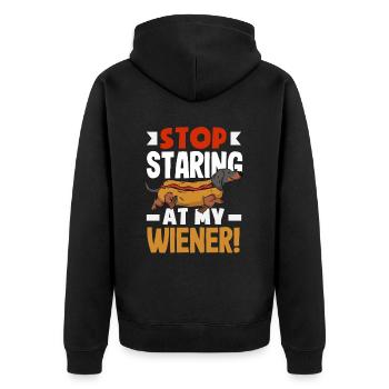 Hot Dog Lover Stop Staring - Unisex Premium Organic Zip Hoodie - black - Back - Nico (187cm)