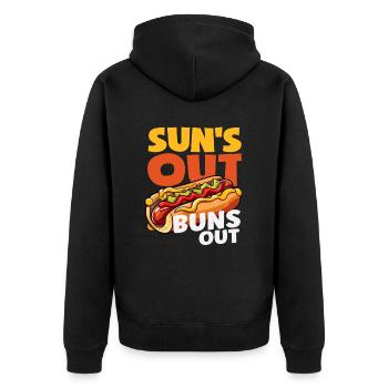 Hot Dog Lovers Sun Out Buns Out - Unisex Premium Organic Zip Hoodie - black - Back - Nico (187cm)