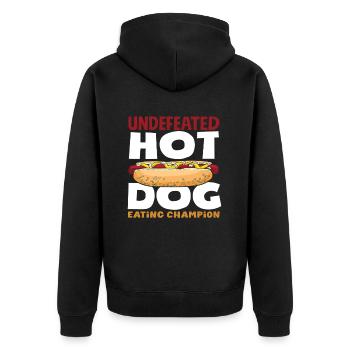 Champion invaincu des amateurs de hot-dogs - Veste à capuche bio Premium Unisexe - noir - Dos - Nico (187cm)