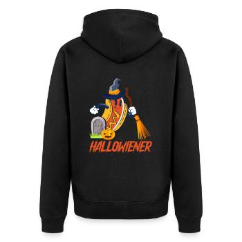 Hallowiener Hot Dog Liebhaber Spaß - Unisex Premium Bio Zip Hoodie - Schwarz - Hinten - Nico (187cm)