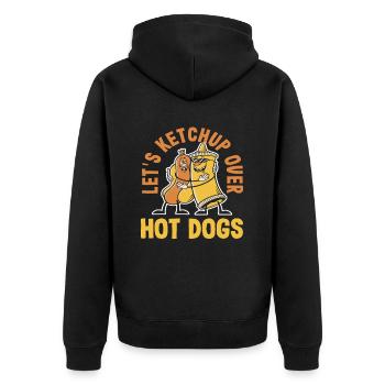 Parlons de hot-dogs Ketchup Amateur de hot-dogs - Veste à capuche bio Premium Unisexe - noir - Dos - Nico (187cm)