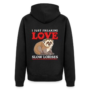 Plumploris süße Slow Lorises Geschenke - Unisex Premium Bio Zip Hoodie - Schwarz - Hinten - Nico (187cm)