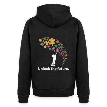 Piece of the puzzle for the future - Unisex Premium Organic Zip Hoodie - black - Back - Nico (187cm)