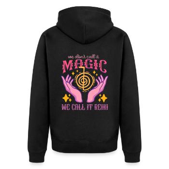 Massage Reiki Nous l’appelons Reiki - Veste à capuche bio Premium Unisexe - noir - Dos - Nico (187cm)