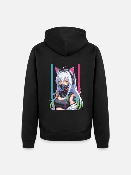 Futuristic Cyberpunk Girl - Unisex Premium Organic Zip Hoodie - black