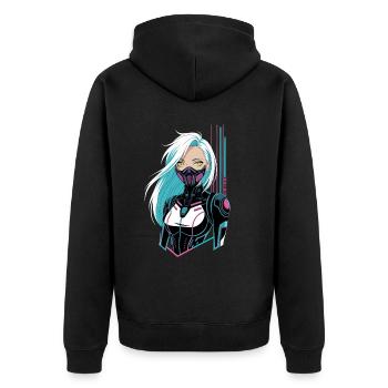 Fille cyberpunk - Veste à capuche bio Premium Unisexe - noir - Dos - Nico (187cm)