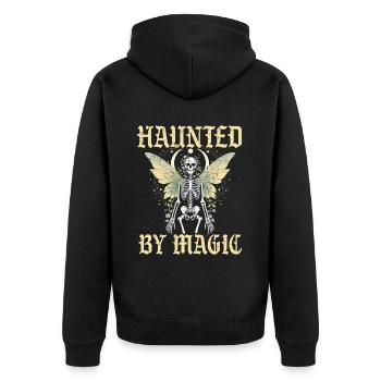 Fairycore Fee Gotisch - Unisex Premium Bio Zip Hoodie - Schwarz - Hinten - Nico (187cm)