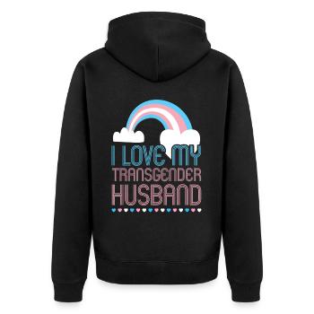 Transgender Trans LGBT Pride - Unisex Premium Organic Zip Hoodie - black - Back - Nico (187cm)