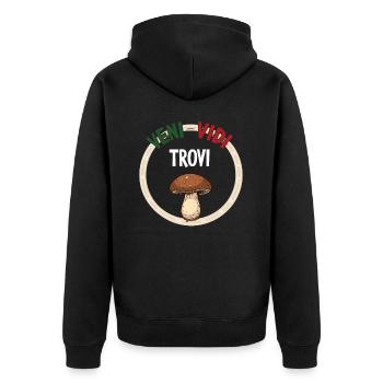 Tenue pour cueilleur de champignons avec des montagnes de cèpes - Veste à capuche bio Premium Unisexe - noir - Dos - Nico (187cm)