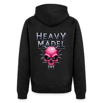 Biker Rocker, Heavy Rock, Punk, Hard Girl Metal - Unisex Premium Bio Zip Hoodie - Schwarz - Hinten - Nico (187cm)