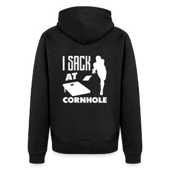 Cornhole Lover - I Win at Cornhole - Unisex Premium Organic Zip Hoodie - black - Back - Nico (187cm)
